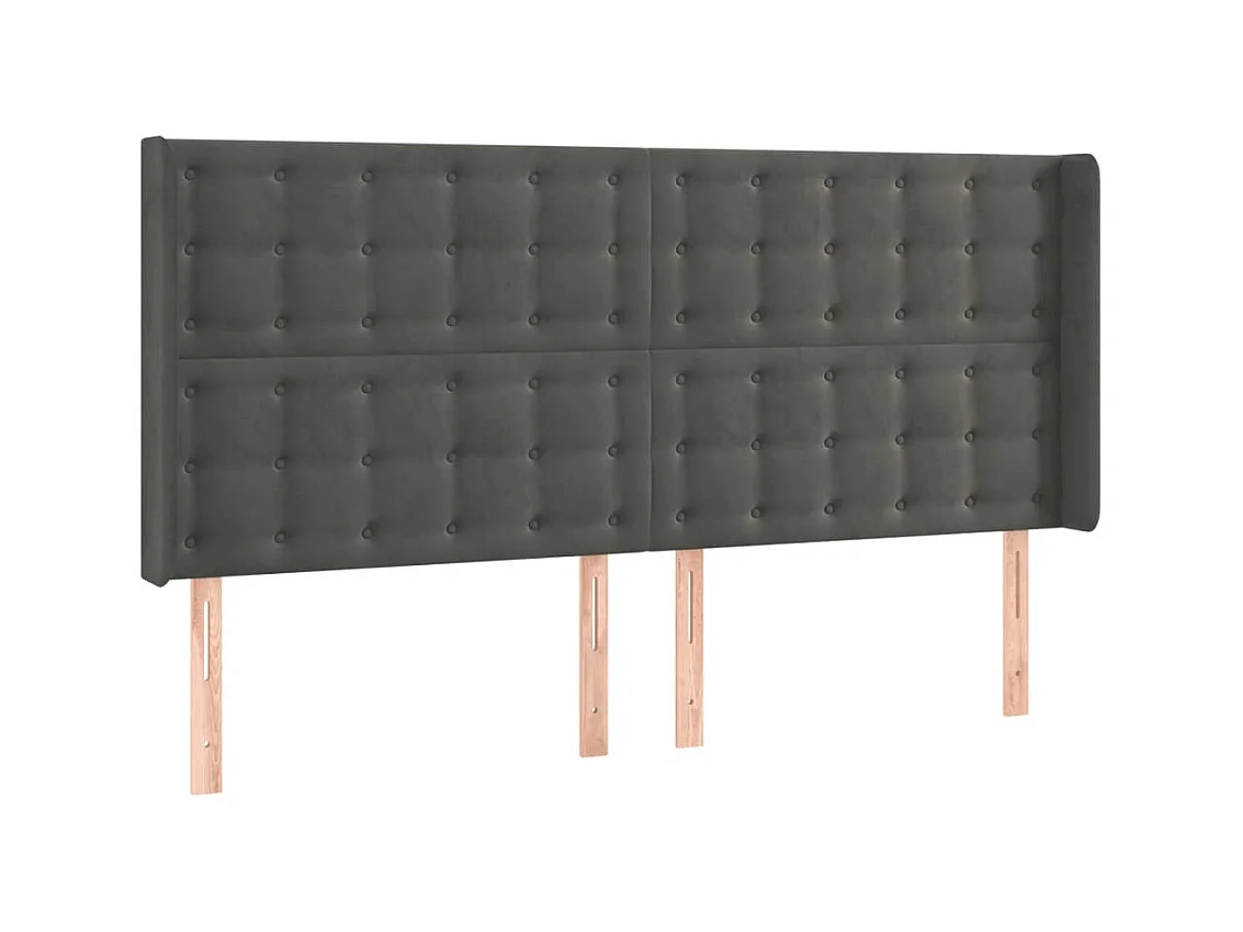 Tête de lit avec oreilles Gris foncé 163x16x118/128 cm Velours POI52504 BonneVie Meuble