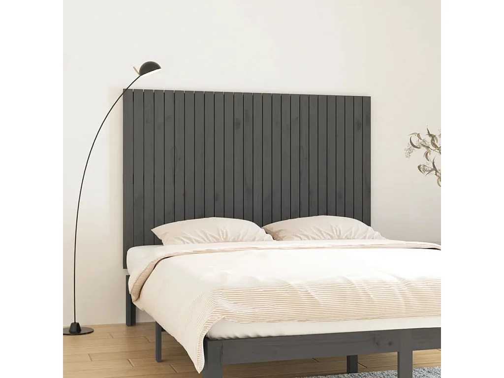 Tête de lit murale Gris 166x3x110 cm Bois massif de pin POI61148 BonneVie Meuble