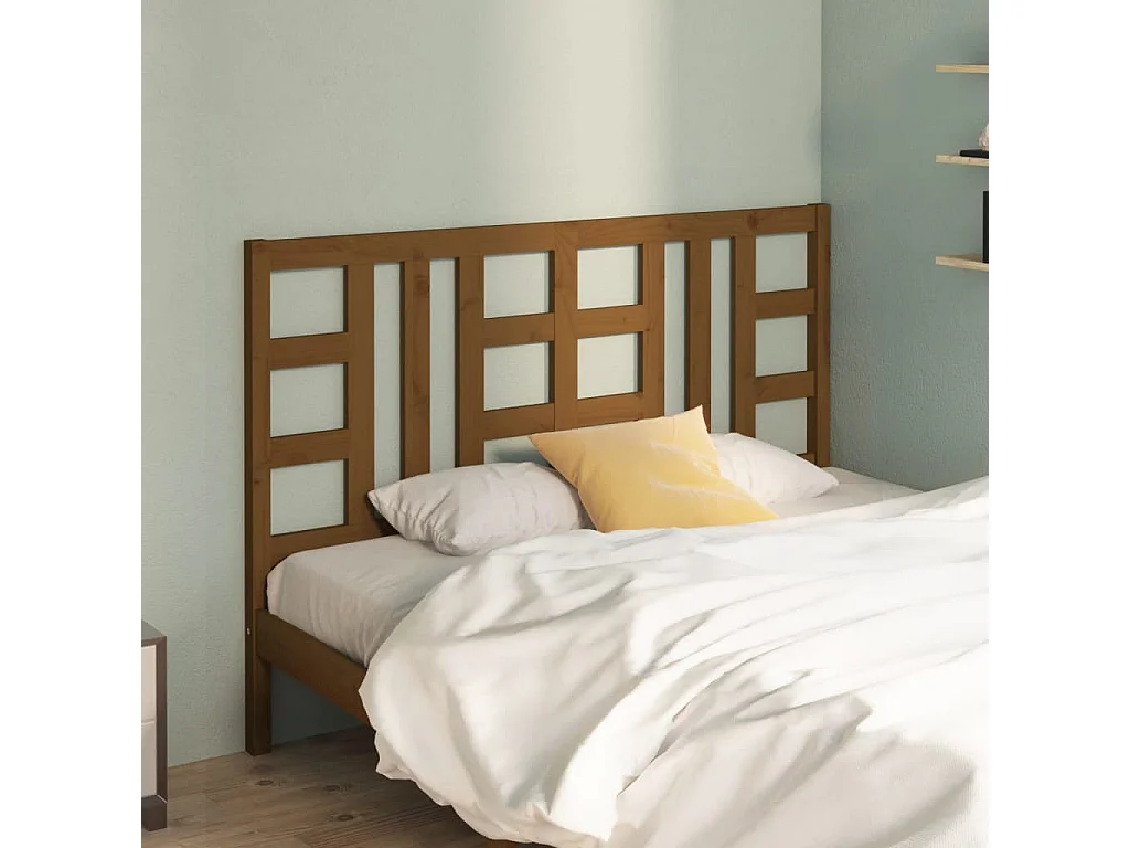 Tête de lit Marron miel 146x4x100 cm Bois massif de pin POI99473 BonneVie Meuble