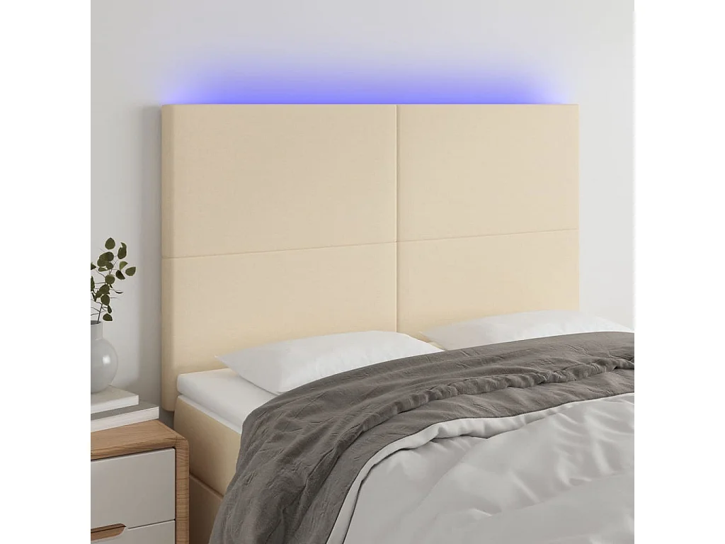 LED Kopfteil,Bettkopfteil Creme 144x5x118/128 cm Stoff -gkd542722