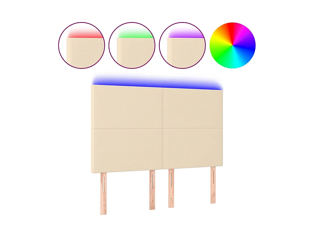 Tête de lit à LED Crème 144x5x118/128 cm Tissu POI49104 BonneVie Meuble