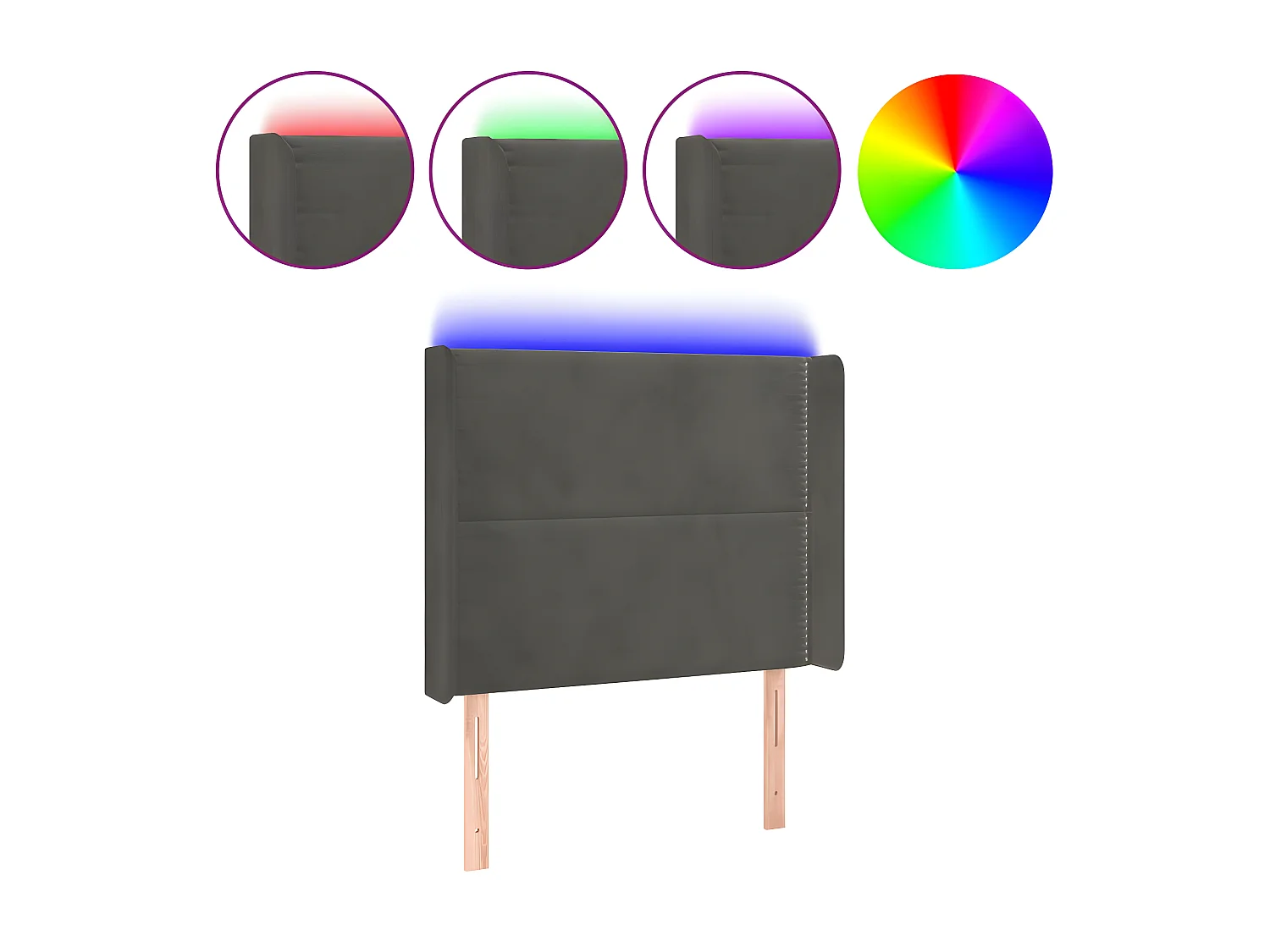 Tête de lit à LED Gris foncé 103x16x118/128 cm Velours POI33615 BonneVie Meuble