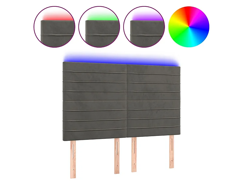 Tête de lit à LED Gris foncé 144x5x118/128 cm Velours POI69951 BonneVie Meuble