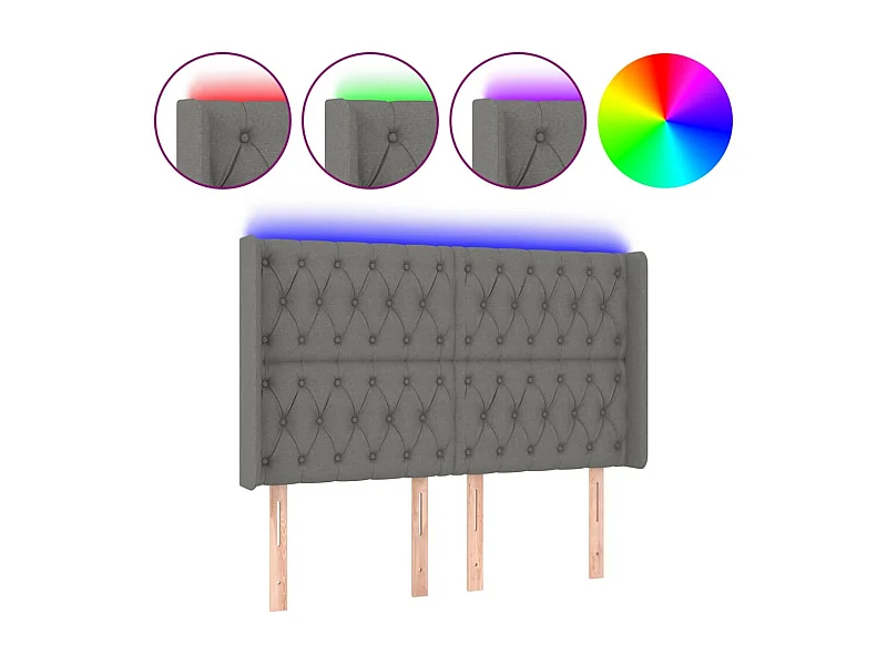 Testiera | Testata del letto a LED GrigioScuro 163x16x118/128cm inTessuto