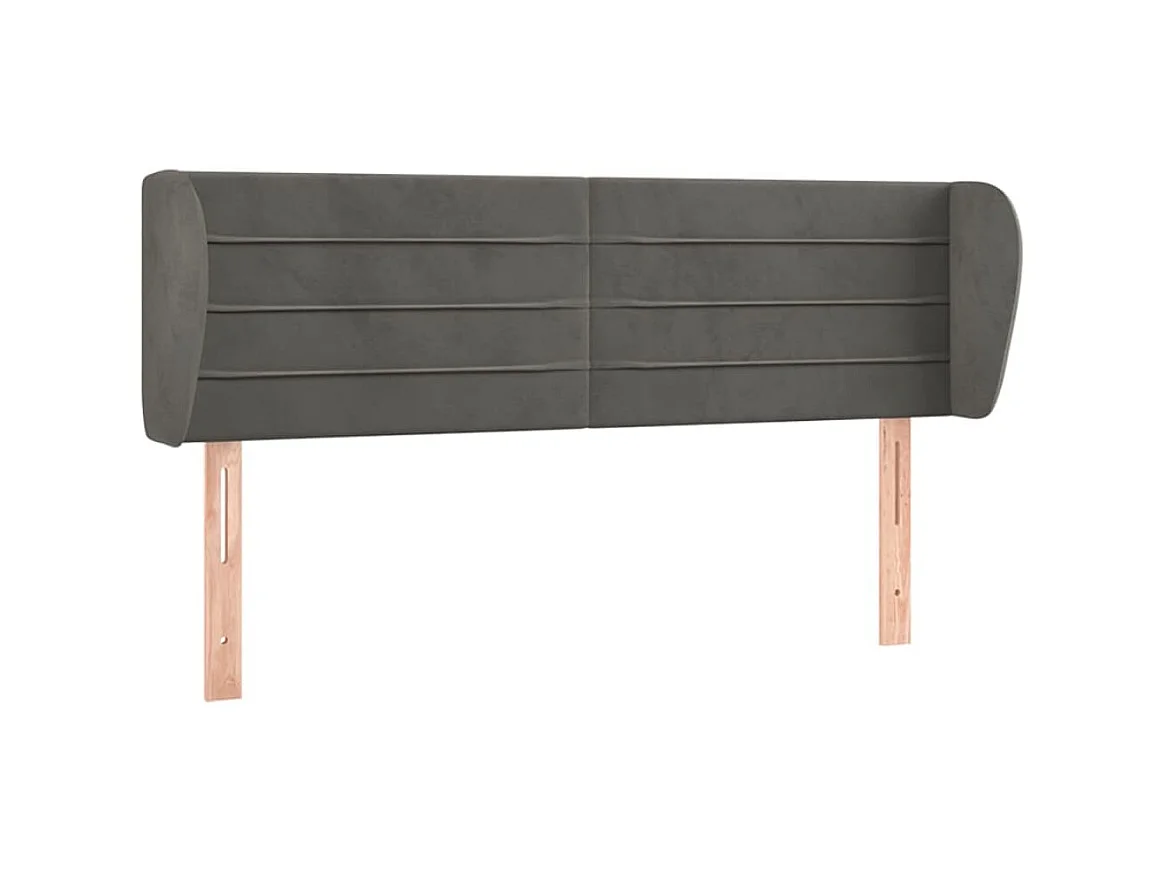 Tête de lit avec oreilles Gris foncé 147x23x78/88 cm Velours POI50169 BonneVie Meuble