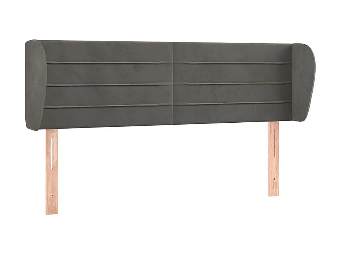Tête de lit avec oreilles Gris foncé 147x23x78/88 cm Velours POI50169 BonneVie Meuble