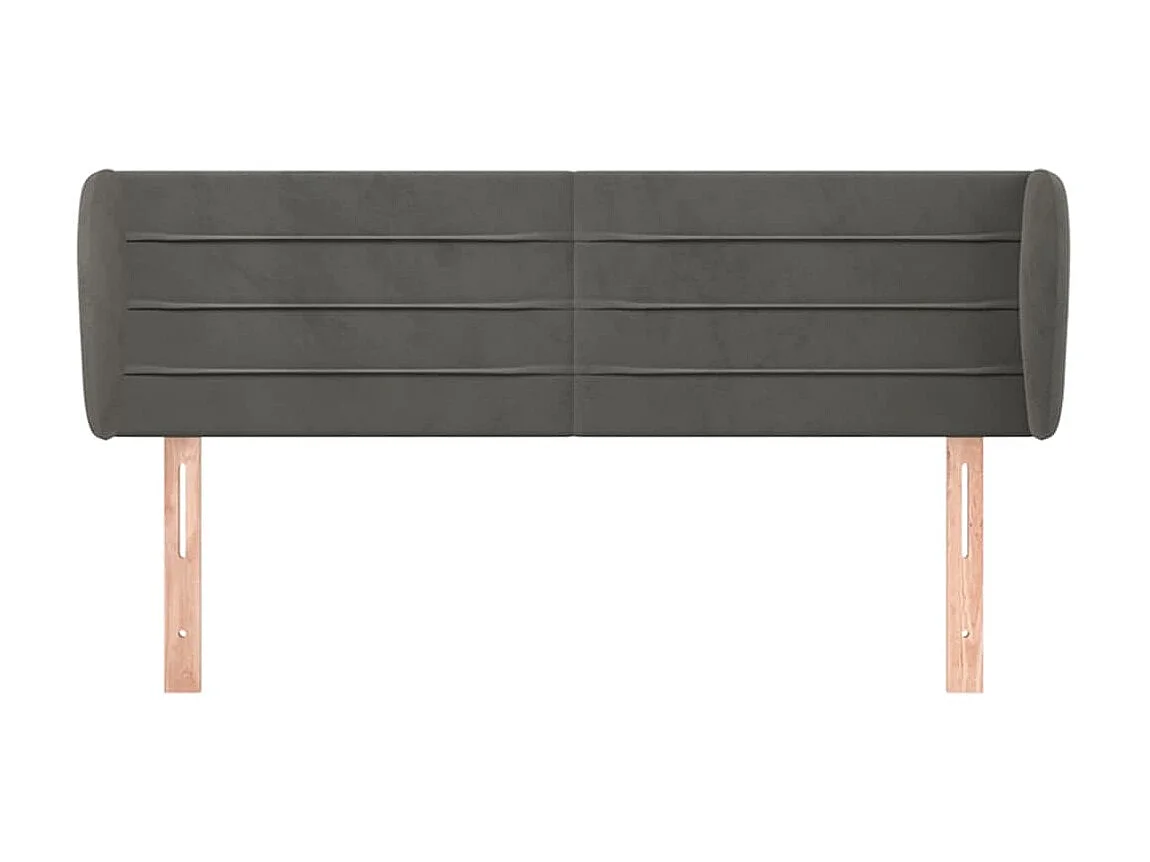 Tête de lit avec oreilles Gris foncé 147x23x78/88 cm Velours POI50169 BonneVie Meuble