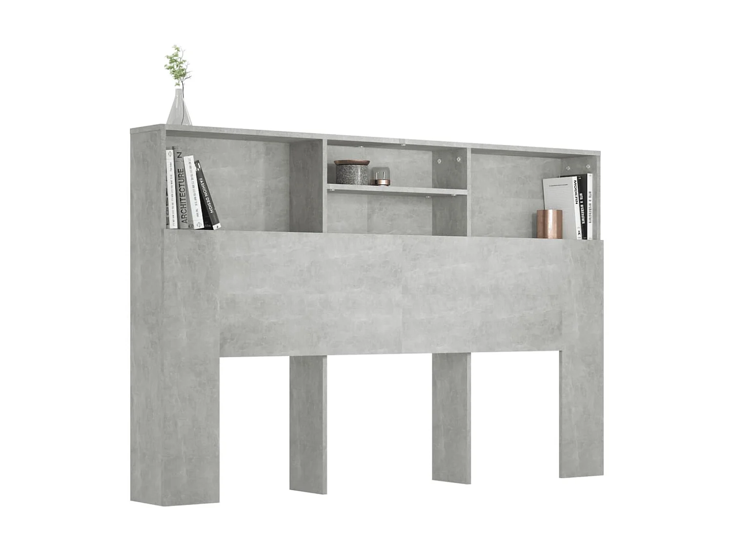 Armoire de tête de lit Gris béton 160x19x103,5 cm POI66732 BonneVie Meuble