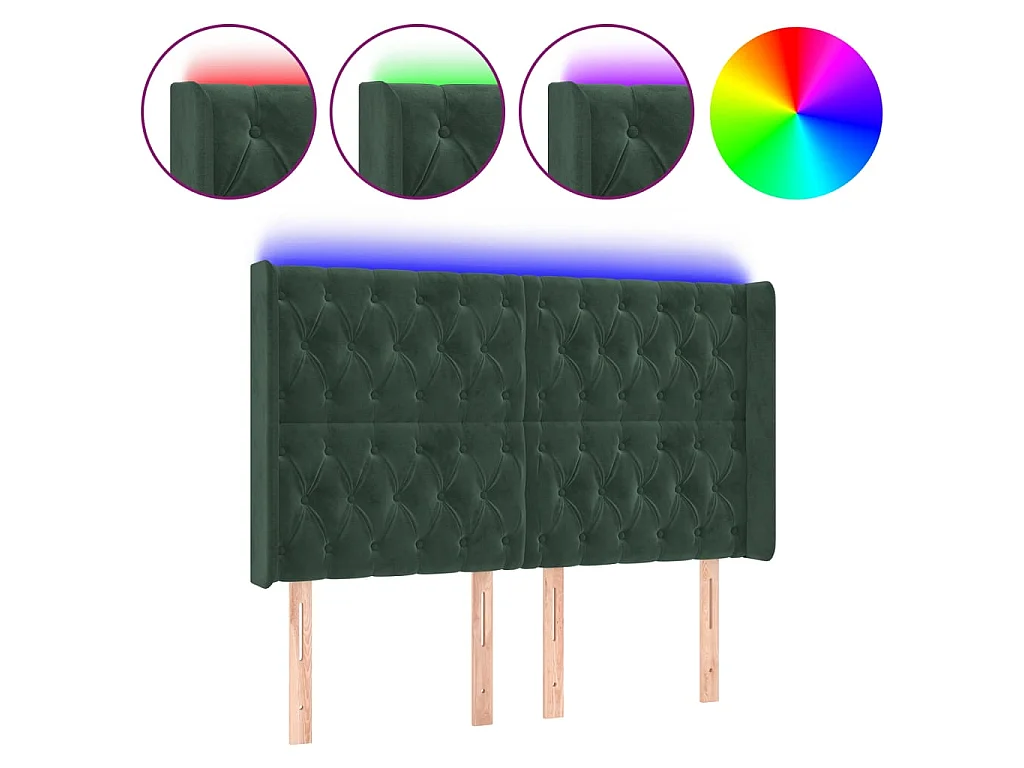 LED Kopfteil,Bettkopfteil Dunkelgrün 147x16x118/128 cm Samt -gkd944690