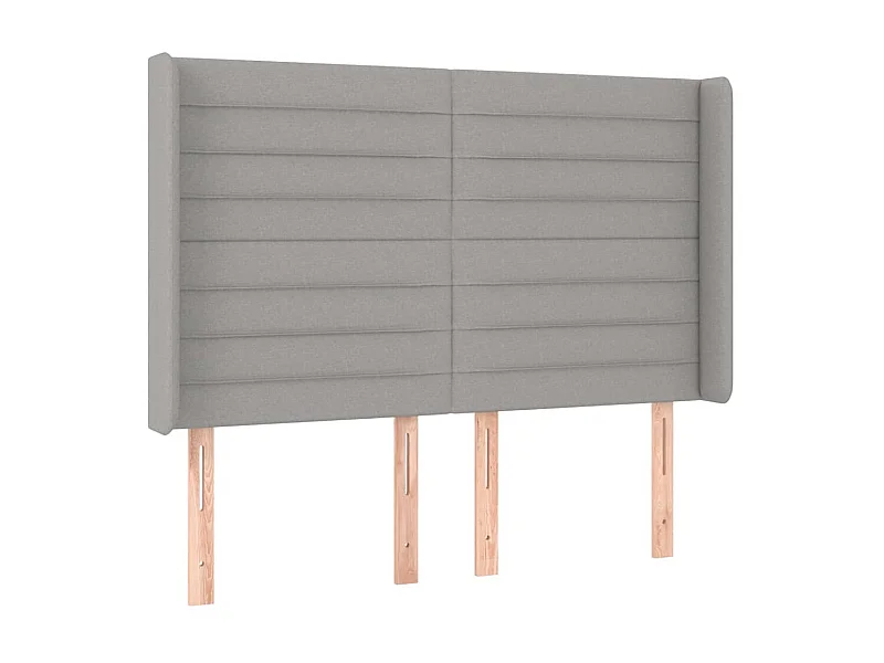 Cabecero con orejas de tela gris claro 147x16x118/128 cm ES11650