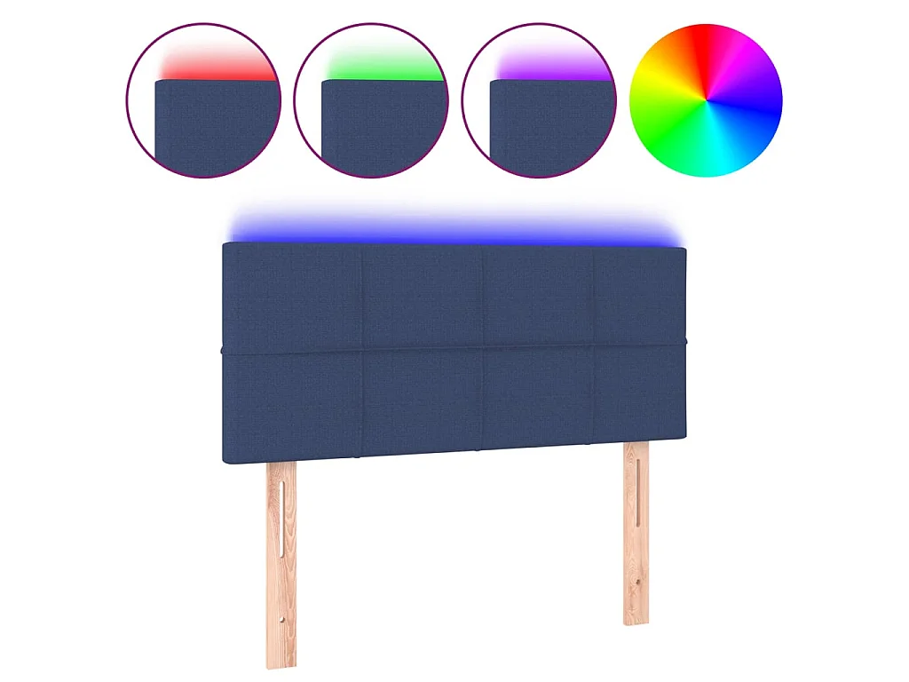 Cabecero con LED de tela azul 100x5x78/88 cm ES34708