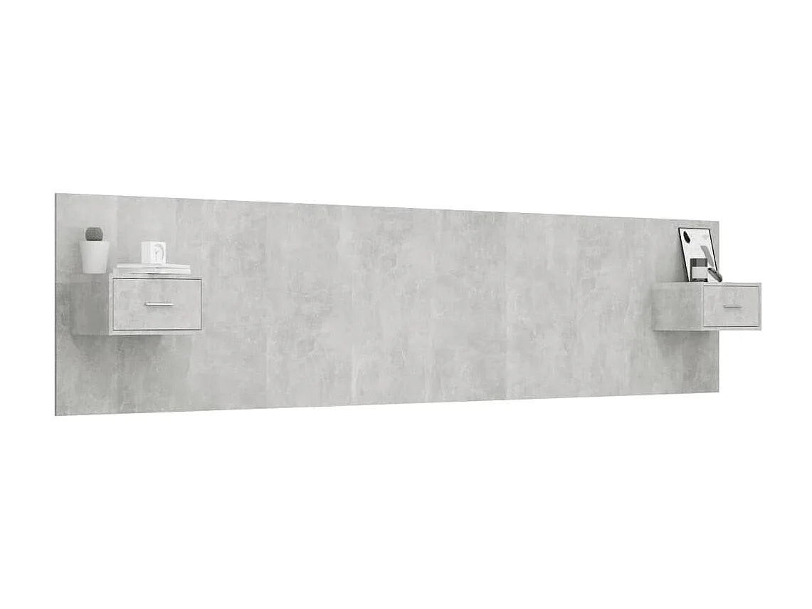 Tête de lit avec armoires Gris béton Bois d'ingénierie POI65543 BonneVie Meuble