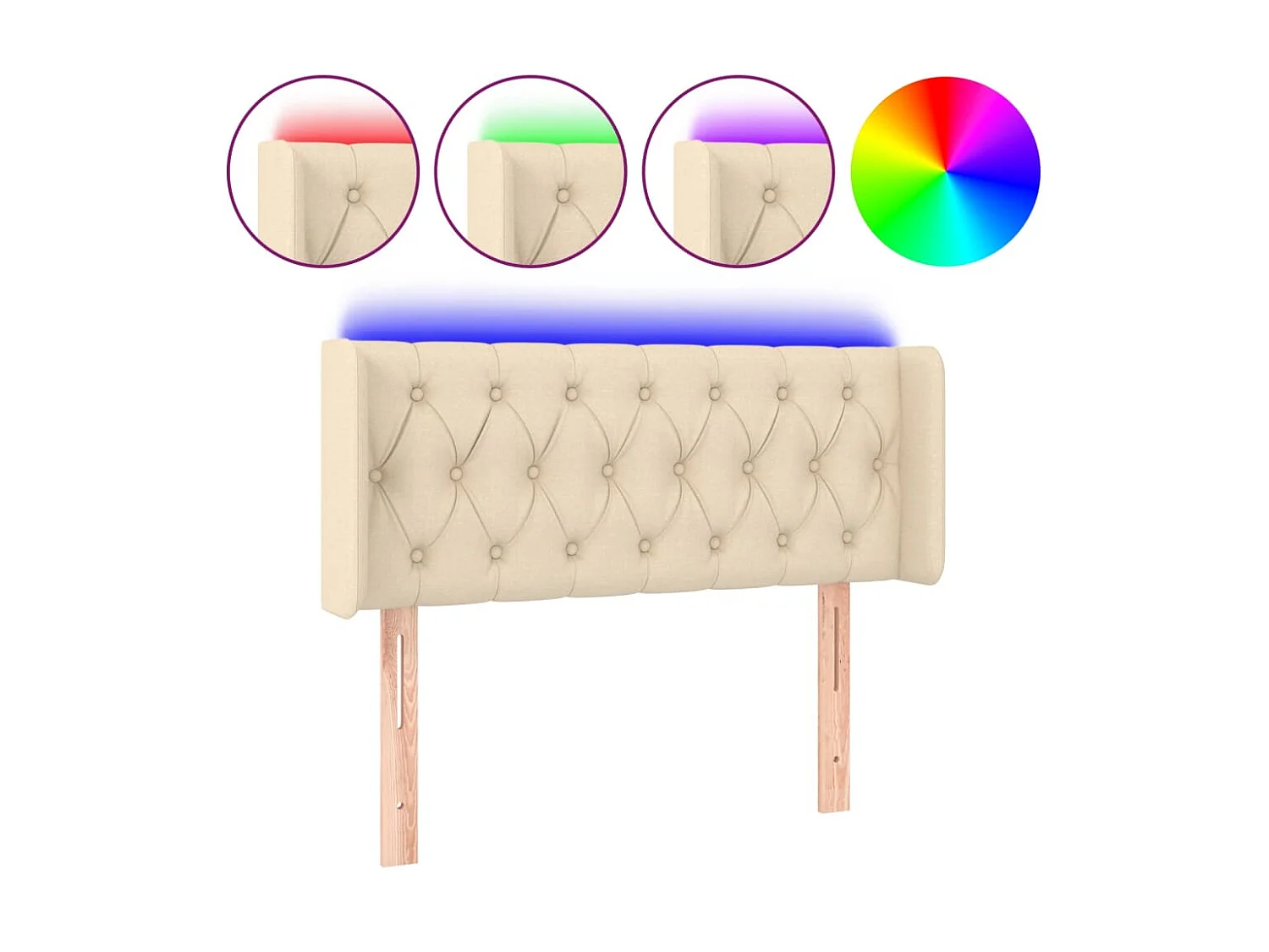 Cabecero con LED de tela crema 93x16x78/88 cm ES55178