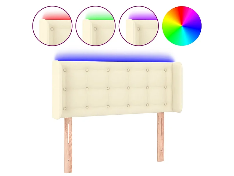 Testiera | Testata del letto a LED Crema 83x16x78/88 cm in Similpelle