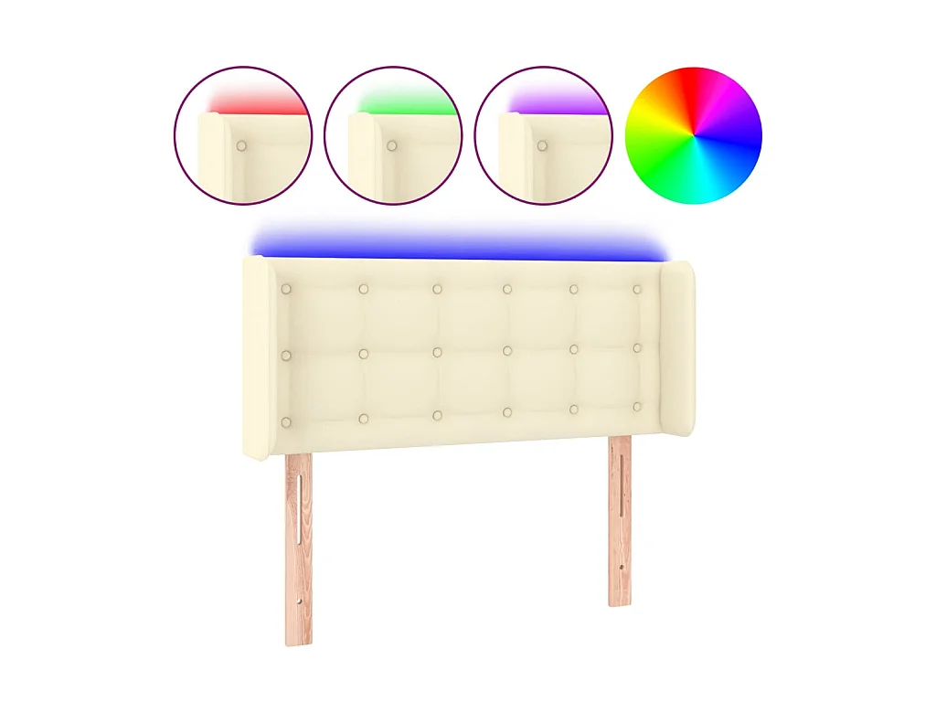 Tête de lit à LED Crème 83x16x78/88 cm Similicuir POI45991 BonneVie Meuble