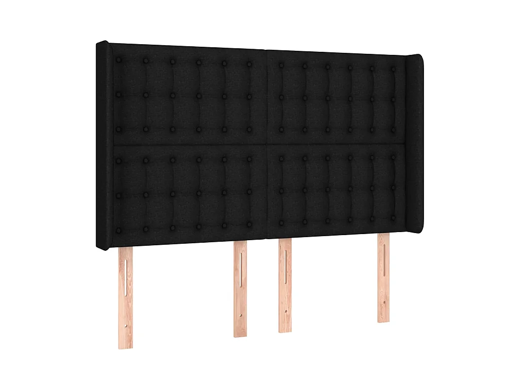 Tête de lit avec oreilles Noir 147x16x118,128 cm Tissu LKC13893 BonneVie Meuble