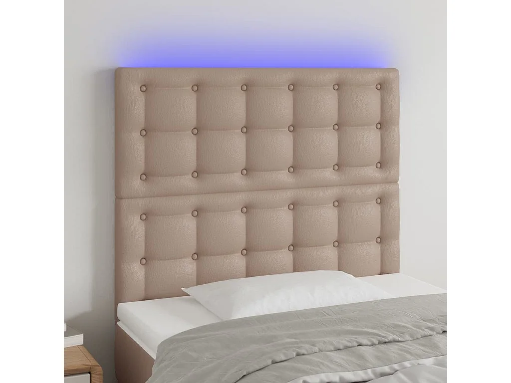 Tête de lit à LED Cappuccino 90x5x118/128 cm Similicuir POI37355 BonneVie Meuble