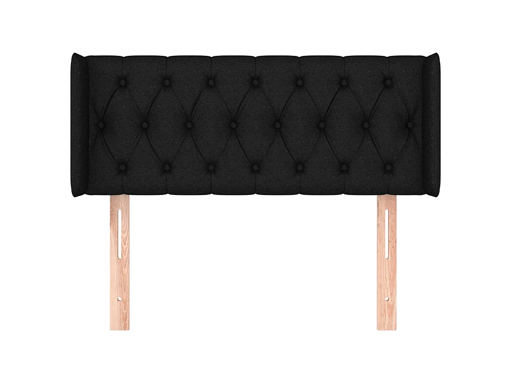 Tête de lit avec oreilles Noir 93x16x78/88 cm Tissu POI95395 BonneVie Meuble