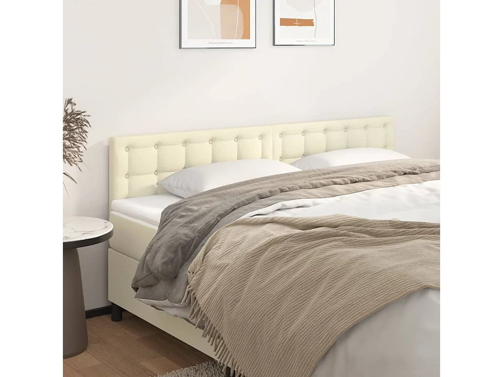 2er-set-Kopfteil,Bettkopfteile Creme 100x5x78/88 cm Kunstleder -gkd438290