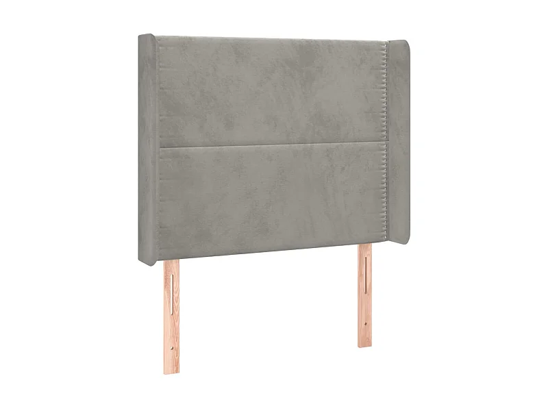 Tête de lit avec oreilles Gris clair 93x16x118/128 cm Velours POI13030 BonneVie Meuble