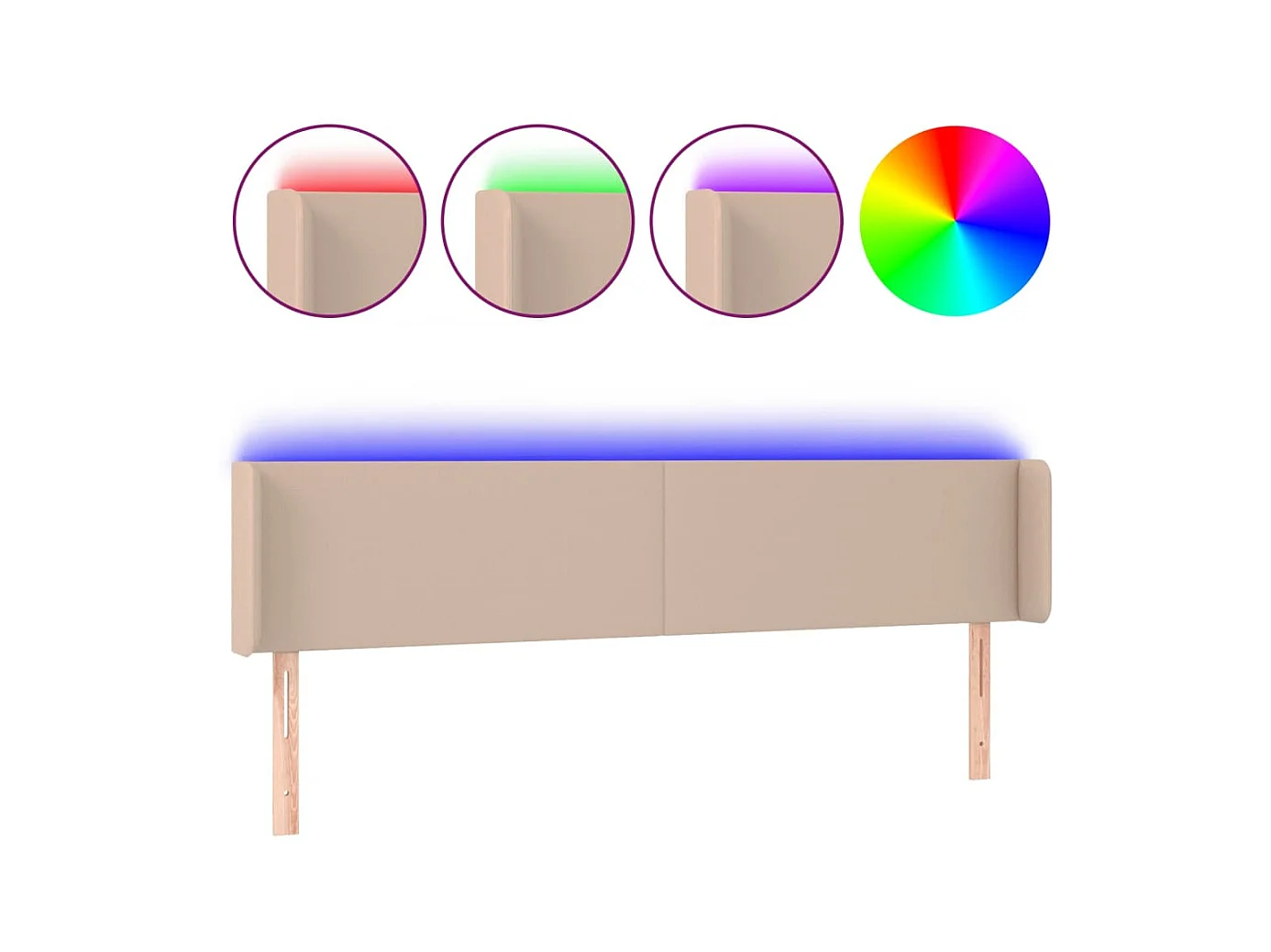 Testiera | Testata del letto Cappuccino a LED 183x16x78/88 cm in Similpelle