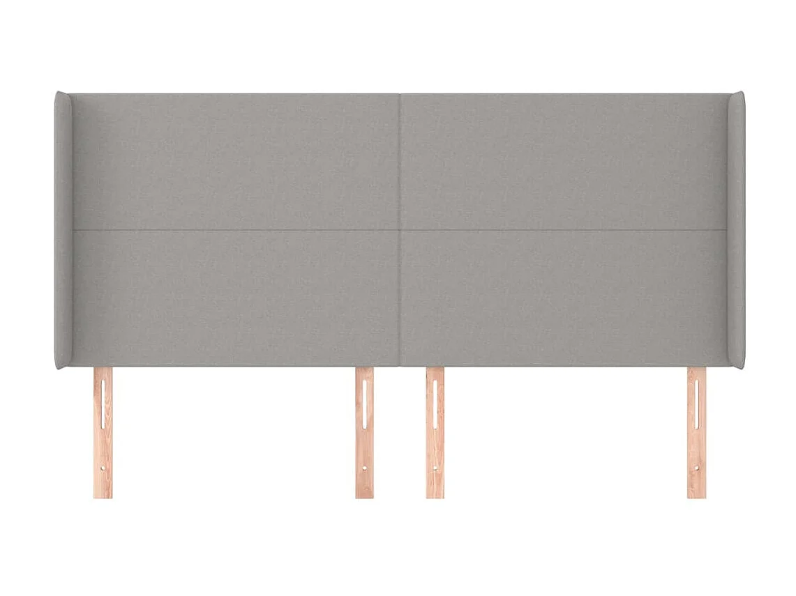 Tête de lit avec oreilles Gris clair 203x16x118/128 cm Tissu POI49283 BonneVie Meuble