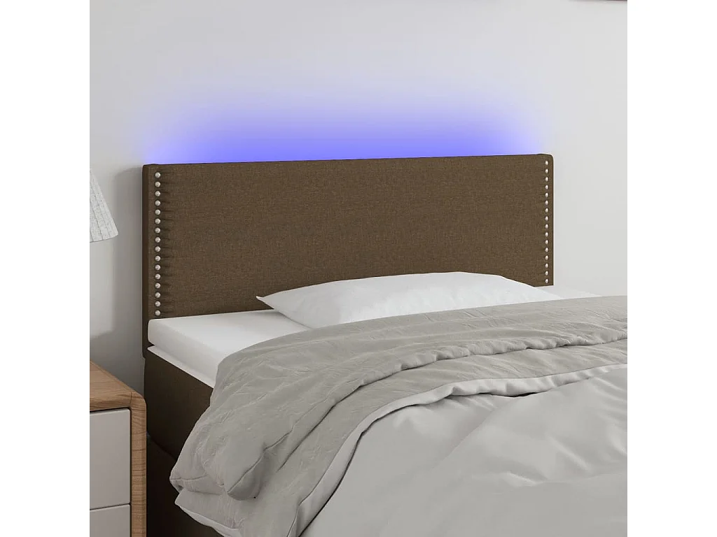 Cabeceira de cama c/ luzes LED tecido 90x5x78/88 cm castanho PT694117