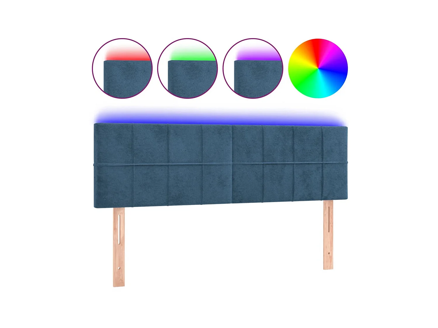 Tête de lit à LED Bleu foncé 144x5x78/88 cm Velours POI71488 BonneVie Meuble