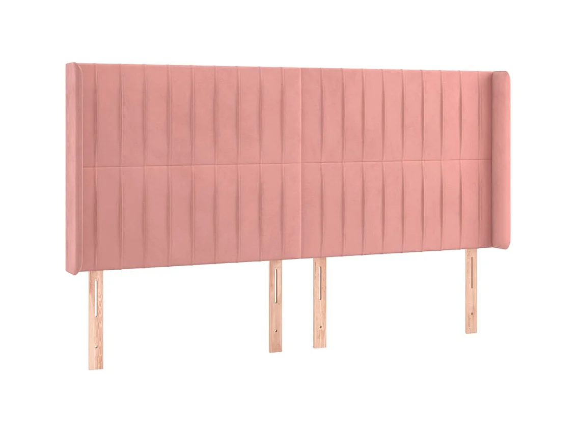 Tête de lit avec oreilles Rose 203x16x118/128 cm Velours POI65323 BonneVie Meuble