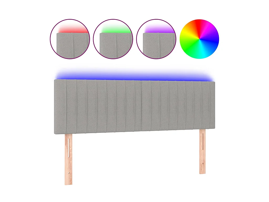 Tête de lit à LED Gris clair 144x5x78/88 cm Tissu POI45536 BonneVie Meuble