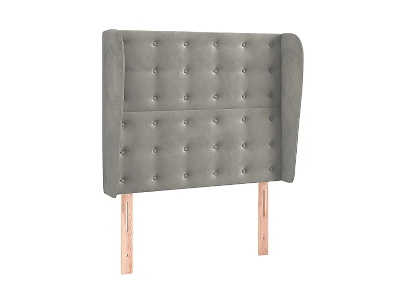 Kopfteil,Bettkopfteil mit Ohren Hellgrau 83x23x118/128 cm Samt -gkd534171