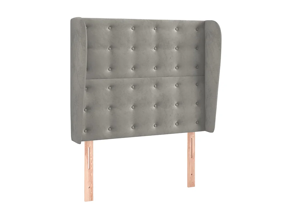 Tête de lit avec oreilles Gris clair 83x23x118/128 cm Velours POI90597 BonneVie Meuble