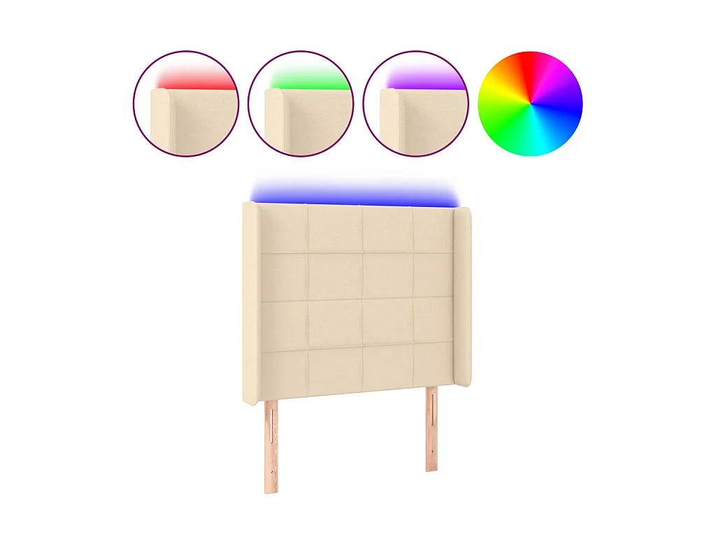Testiera | Testata del letto a LED Crema 103x16x118/128 cm in Tessuto