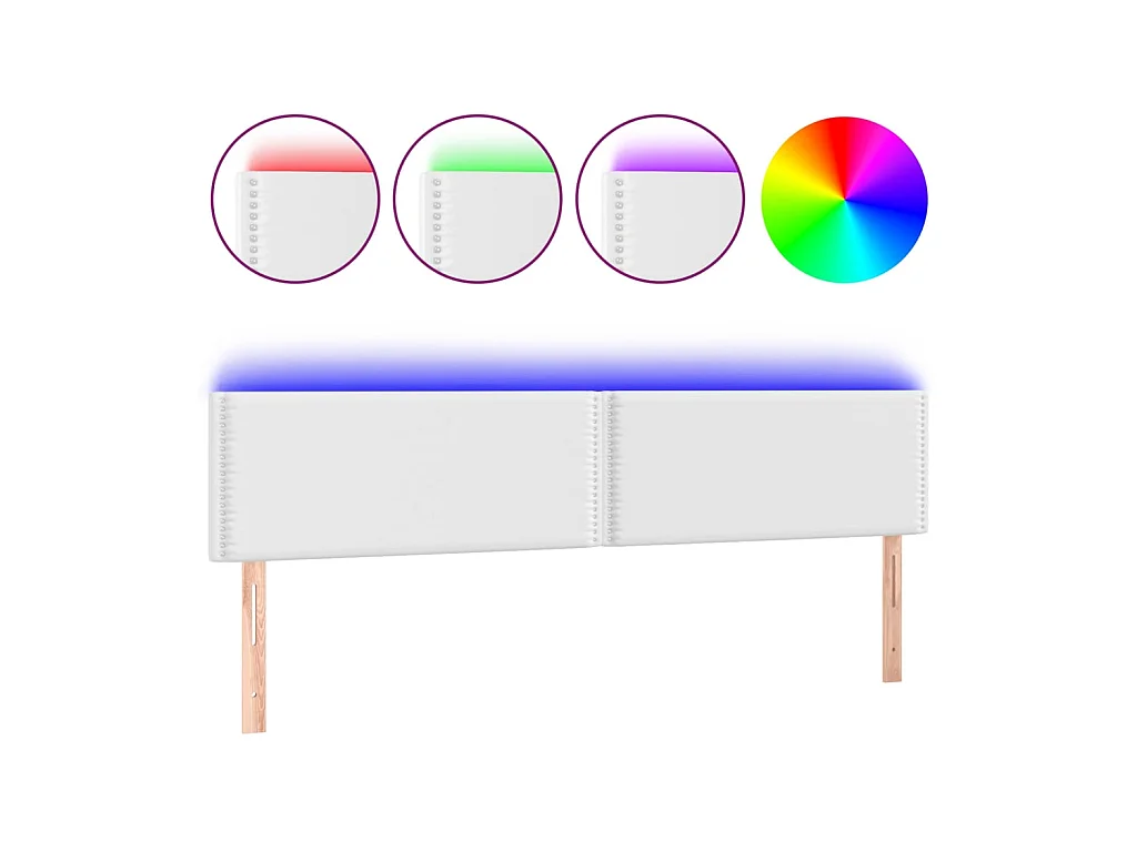 Tête de lit à LED Blanc 200x5x78/88 cm Similicuir POI57883 BonneVie Meuble