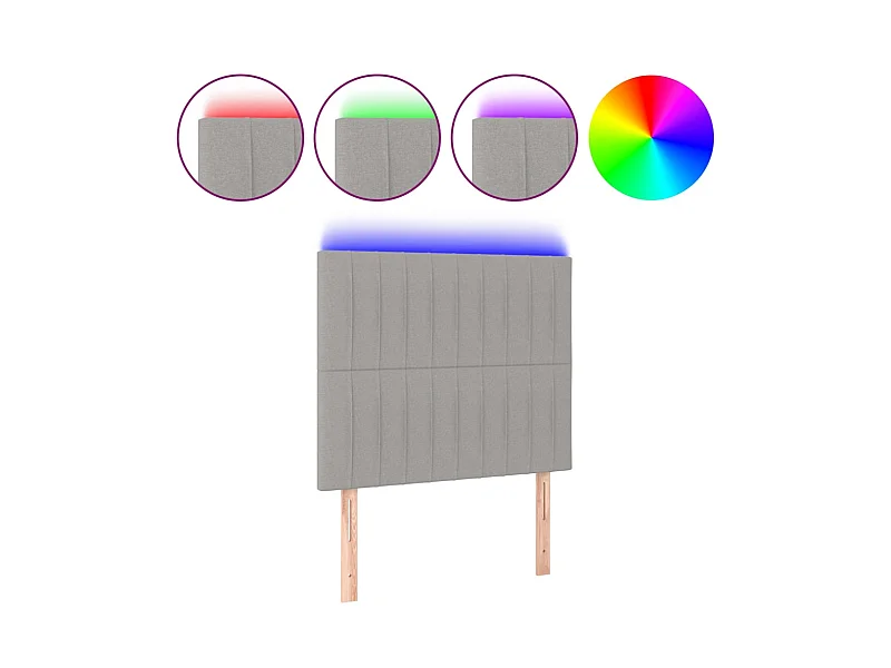 LED Kopfteil,Bettkopfteil Hellgrau 100x5x118/128 cm Stoff -gkd337527
