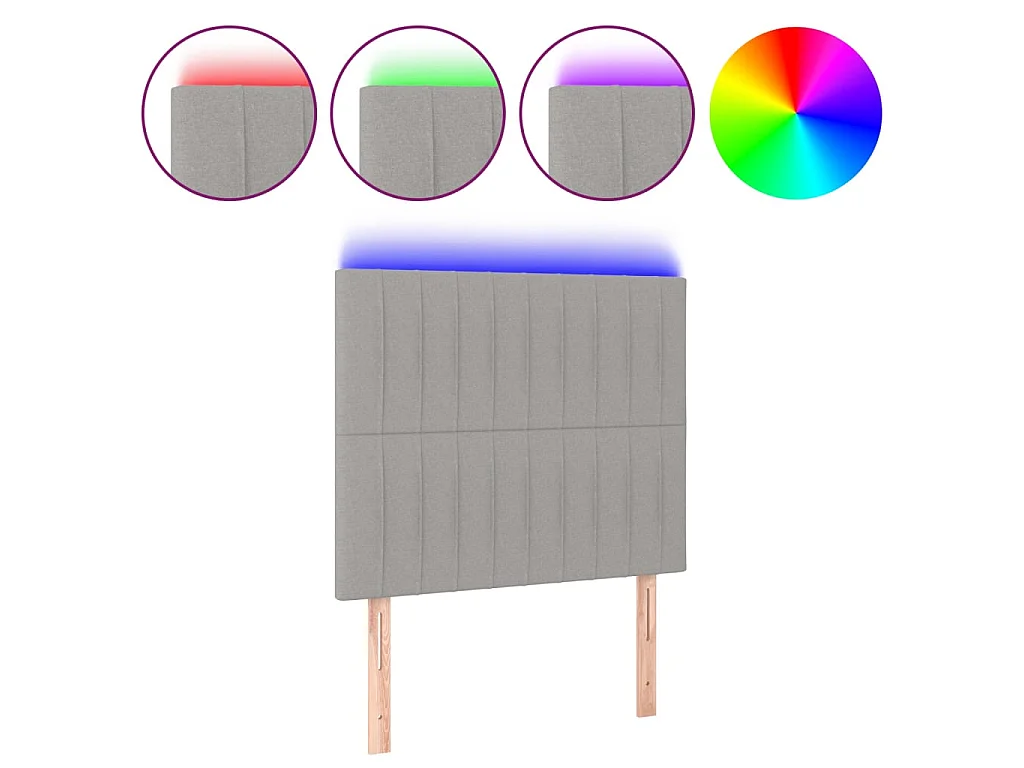 LED Kopfteil,Bettkopfteil Hellgrau 100x5x118/128 cm Stoff -gkd337527