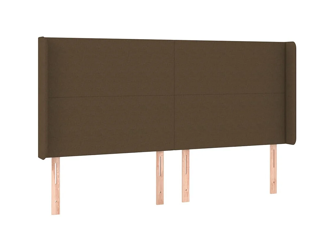 Tête de lit avec oreilles Marron foncé 203x16x118/128 cm Tissu POI55501 BonneVie Meuble