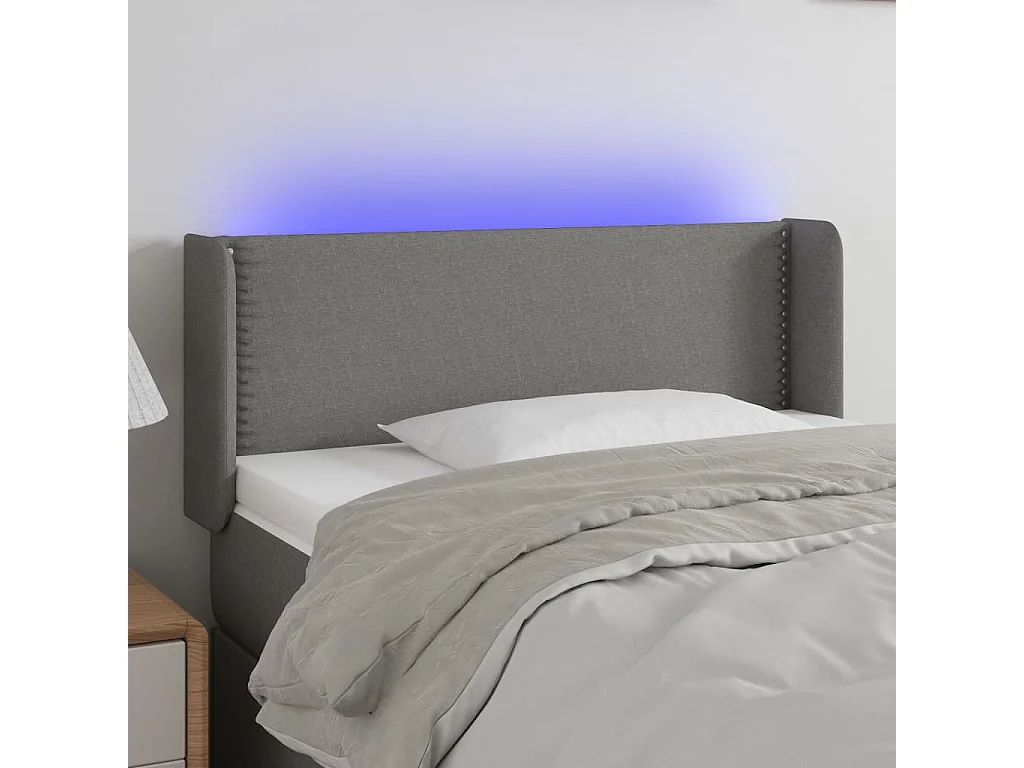 Tête de lit à LED Gris foncé 93x16x78/88 cm Tissu POI80727 BonneVie Meuble