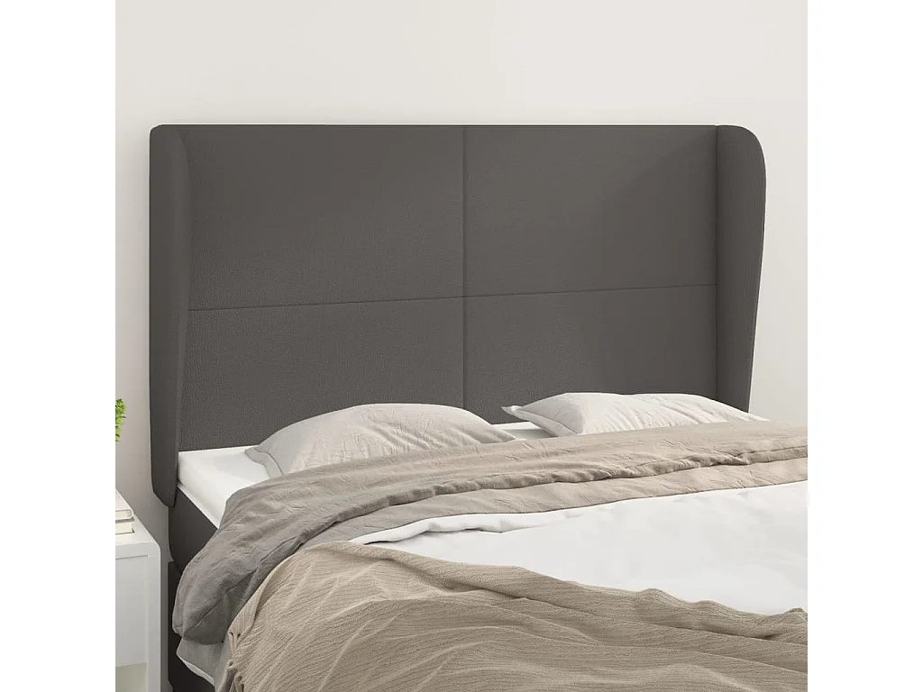 Tête de lit avec oreilles Gris 147x23x118/128 cm Similicuir POI64856 BonneVie Meuble