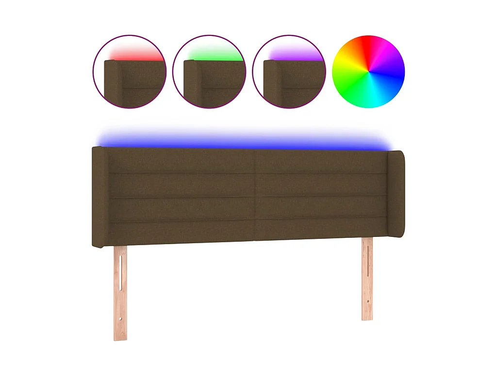 Testiera | Testata del letto a LED Marrone Scuro 147x16x78/88 cm in Tessuto