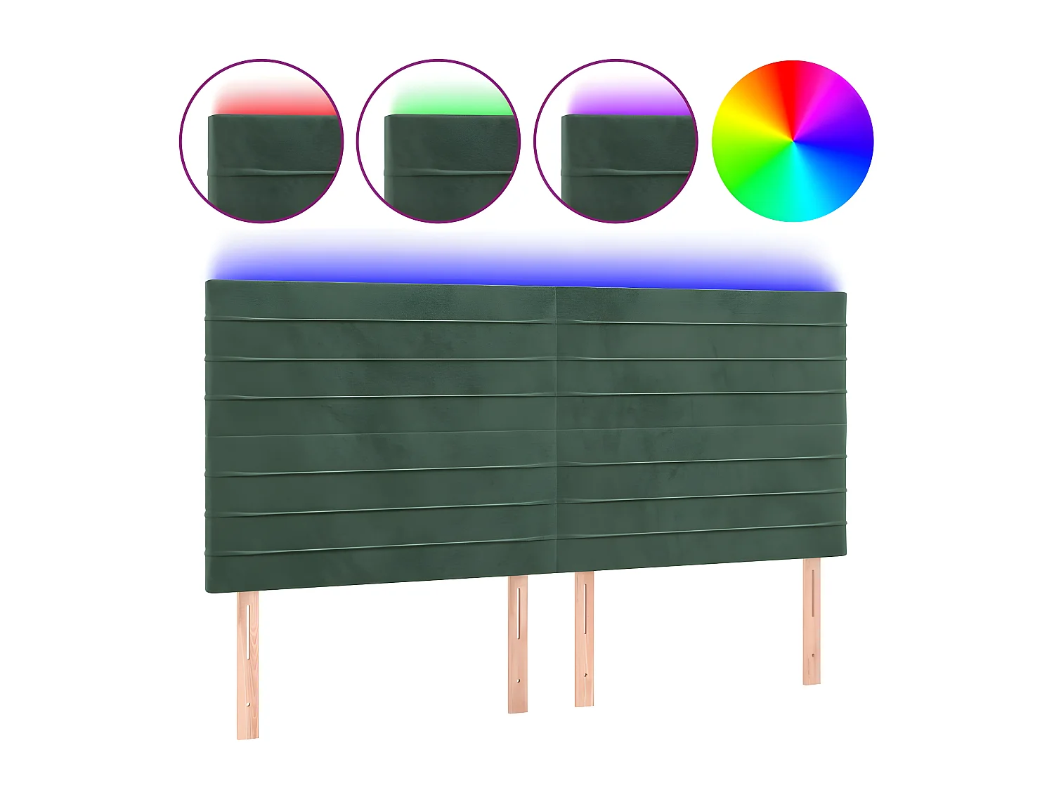 Tête de lit à LED Vert foncé 180x5x118/128 cm Velours POI20192 BonneVie Meuble