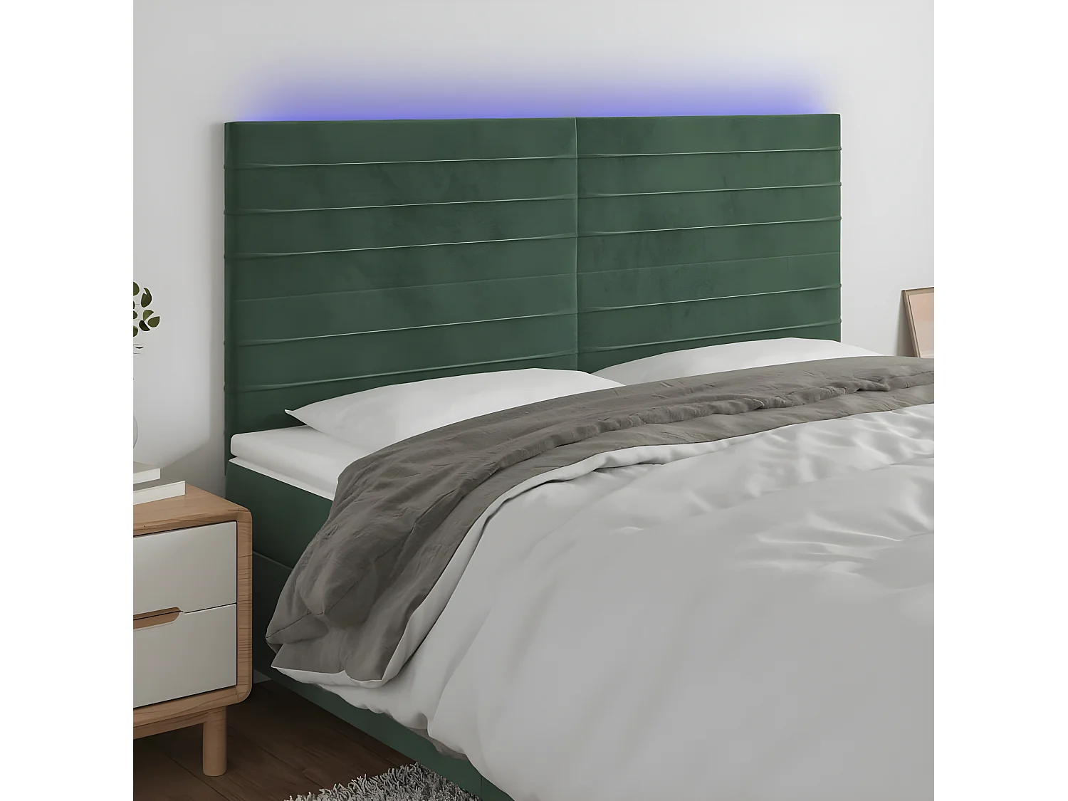 LED Kopfteil,Bettkopfteil Dunkelgrün 180x5x118/128 cm Samt -gkd705989
