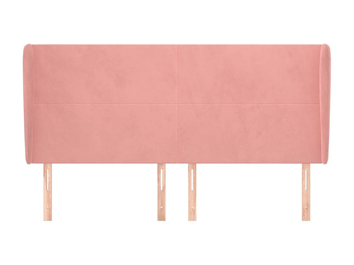 Cabeceira cama c/ abas veludo 203x23x118/128 cm rosa PT149799