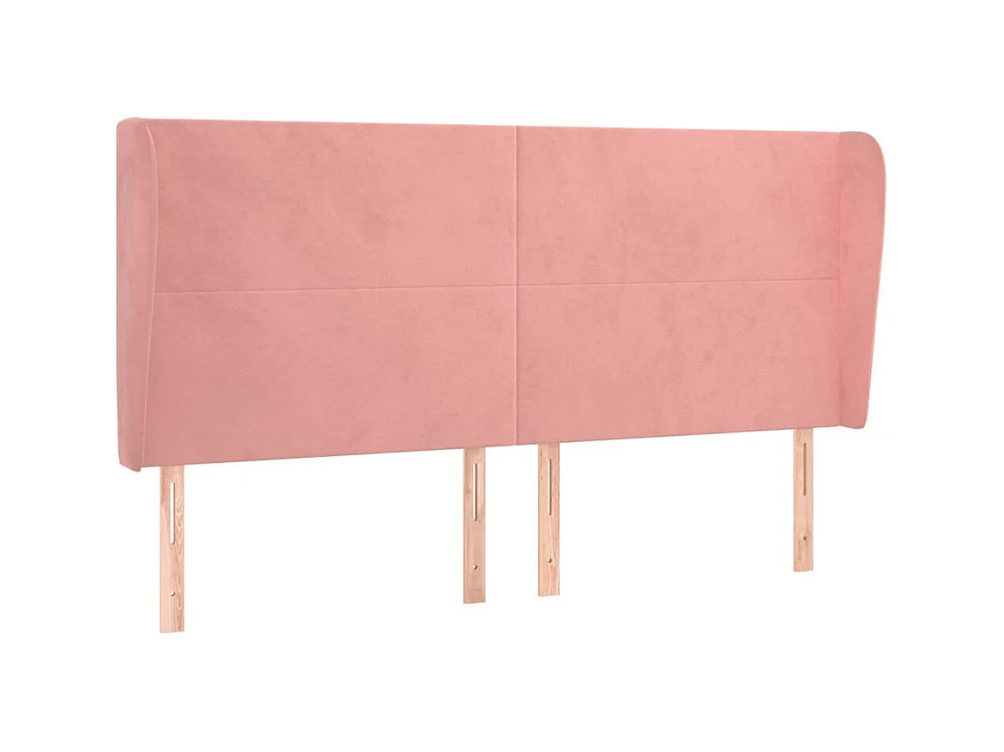 Testiera | Testata del letto ad Orecchio Rosa 203x23x118/128 cm in Velluto