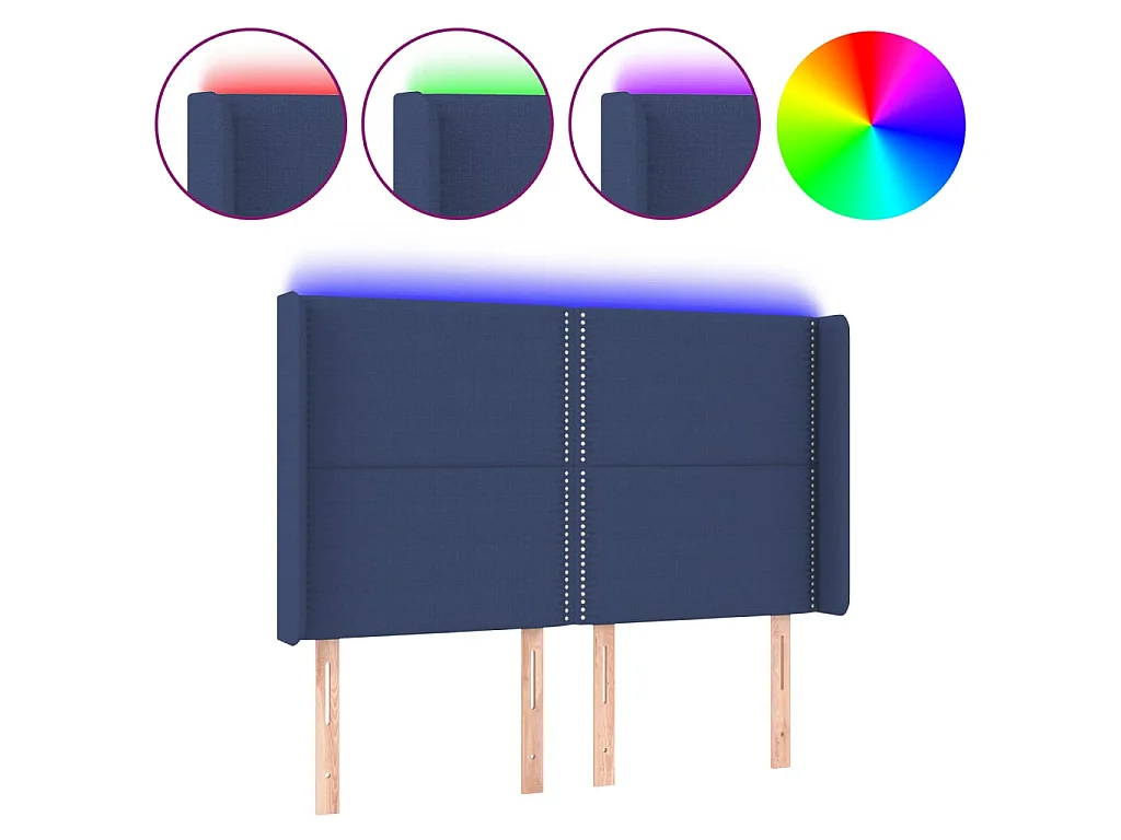 Cabecero con LED de tela azul 147x16x118/128 cm ES50401