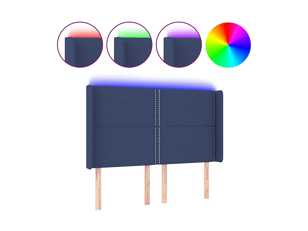 Tête de lit à LED Bleu 147x16x118/128 cm Tissu POI99844 BonneVie Meuble