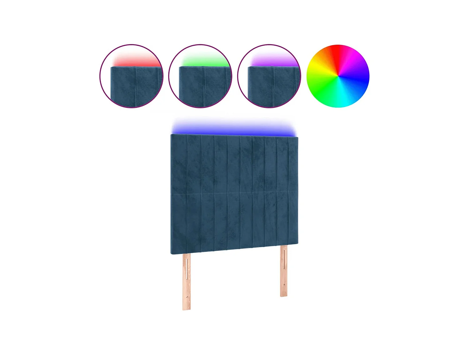 Tête de lit à LED Bleu foncé 90x5x118/128 cm Velours POI10179 BonneVie Meuble