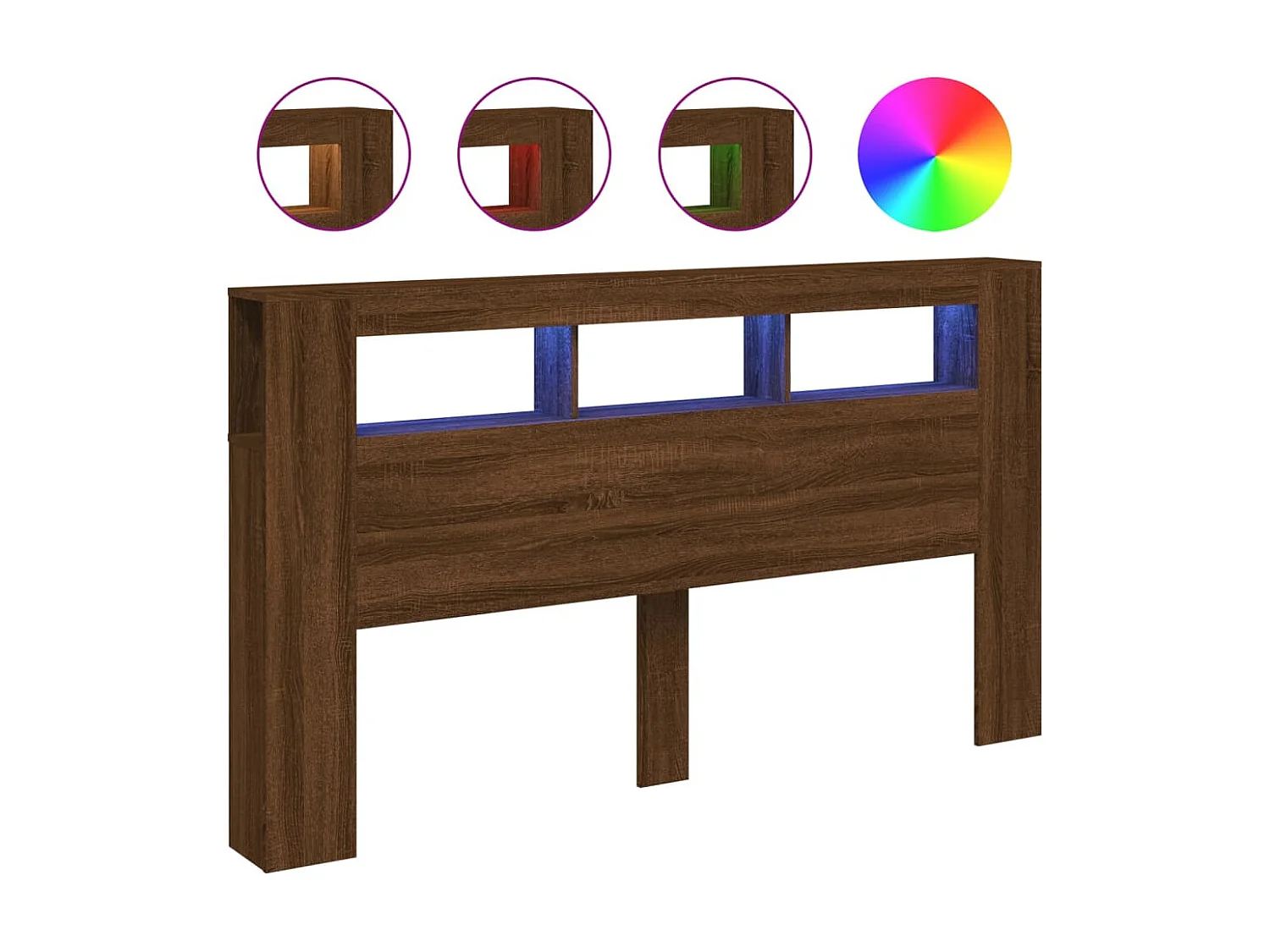 Tête de lit à LED chêne marron 180x18,5x103,5cm bois ingénierie POI76820 BonneVie Meuble