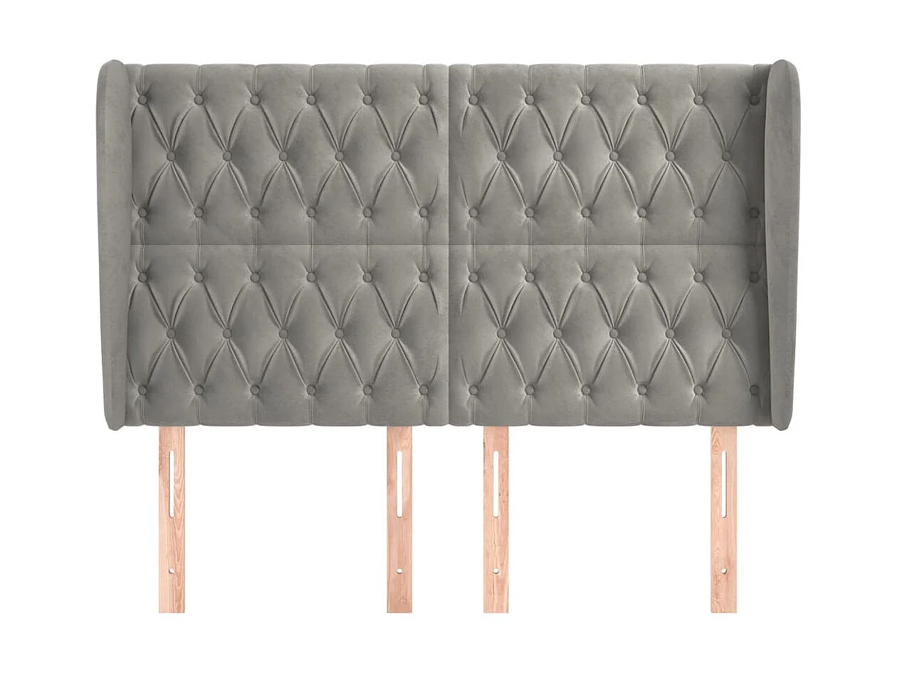 Tête de lit avec oreilles Gris clair 163x23x118/128 cm Velours POI71296 BonneVie Meuble