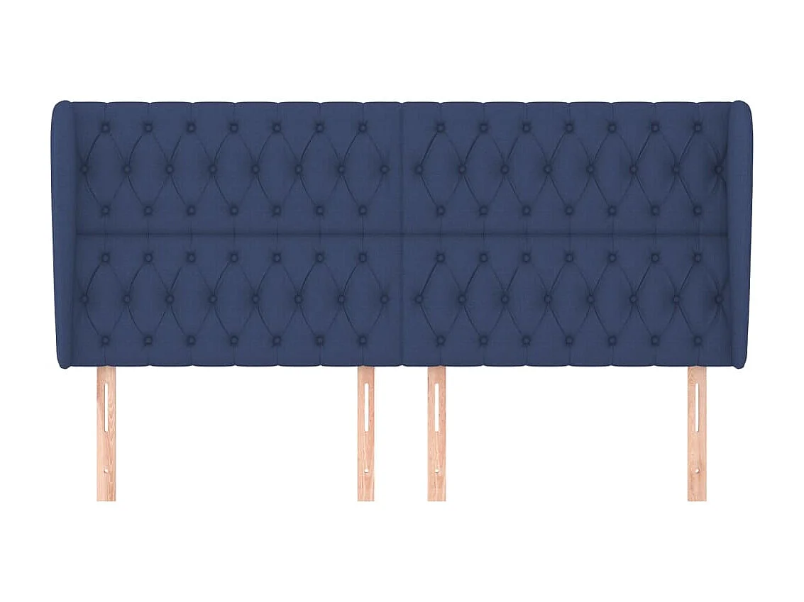 Cabecero con orejas de tela azul 203x23x118/128 cm ES13680